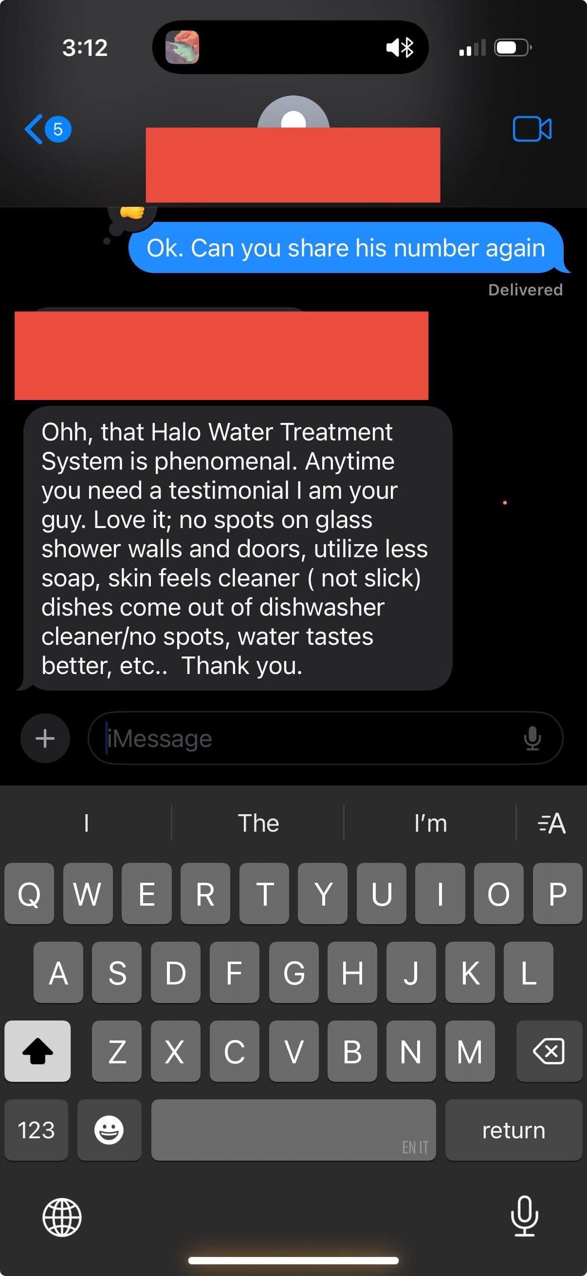 Halo Water Treatment Success Testimonial image